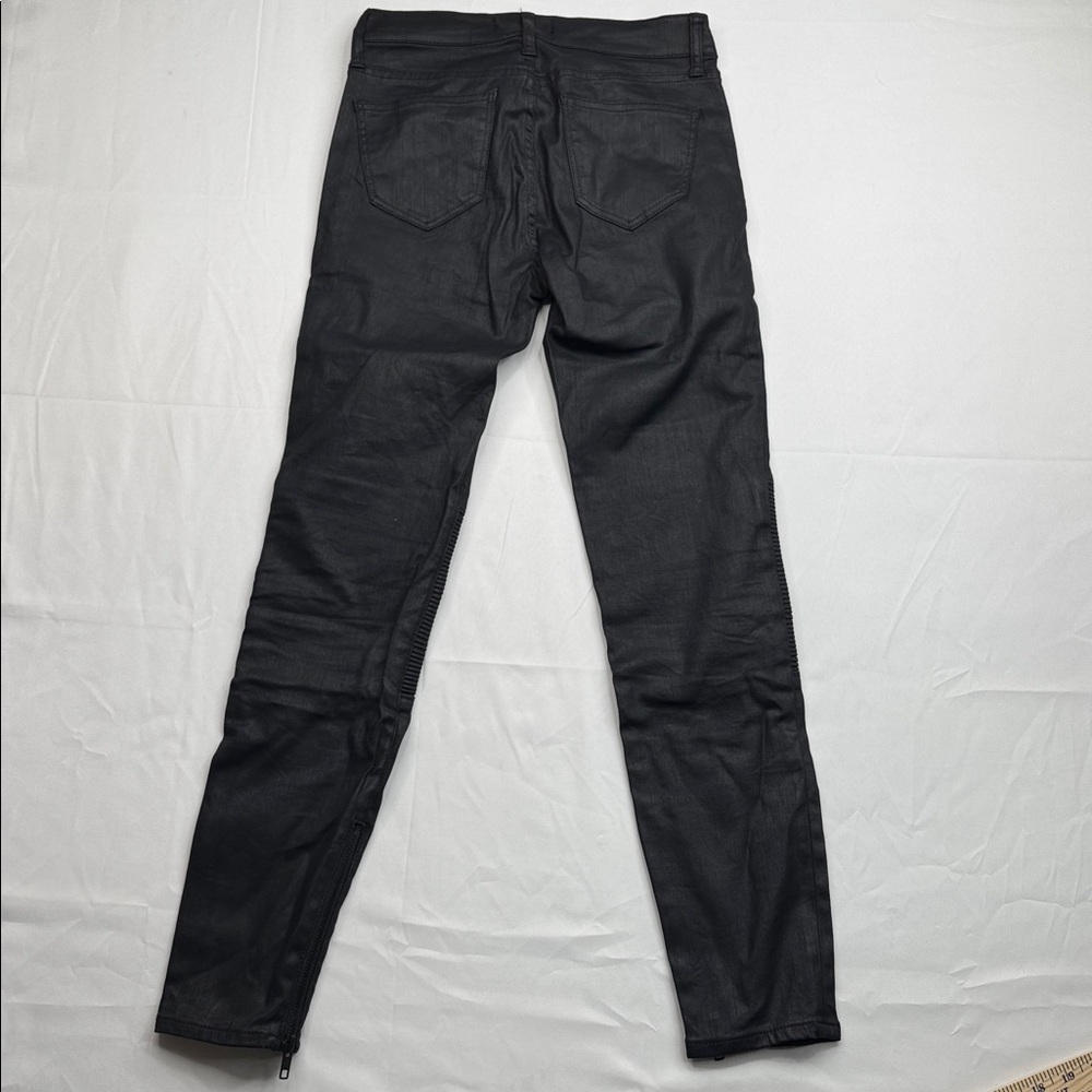 Madewell Black Coated Skinny Skinny Moto Jeans size 26 zipper ankle stretchy - Picture 11 of 11